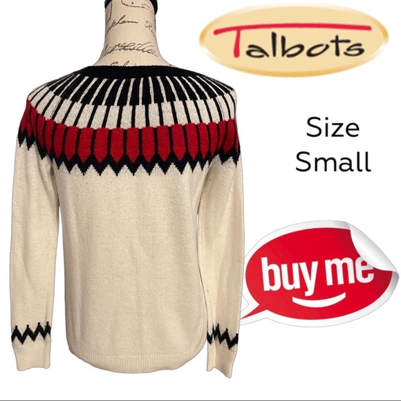Size Small Navy, Red and Beige Talbots Sweater - Picture 4 of 5
